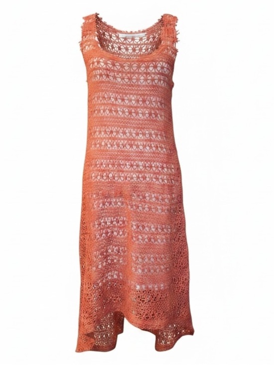 Mystree Dresses & Skirts - MYSTREE CROCHET SLEEVLESS MAXI DRESS in Coral Size Large